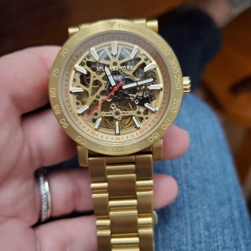 Michael Kors Men's Halo Gold-Tone Skeleton Automatic Watch - Picture 4 of 4
